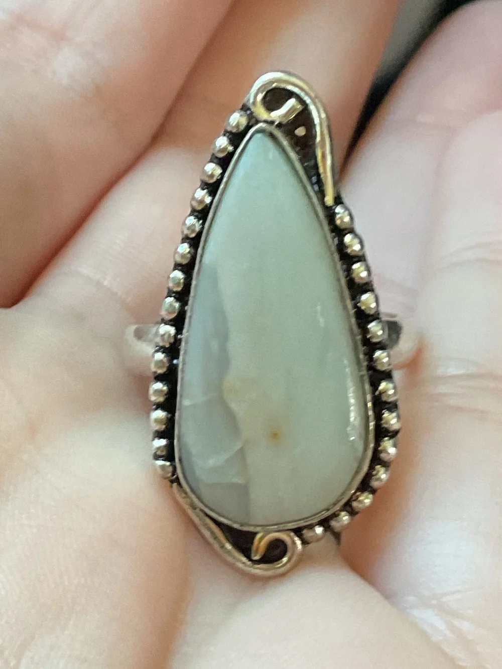 Vintage Sterling Silver Blue Lace Agate Gemstone Ring Size 5.5